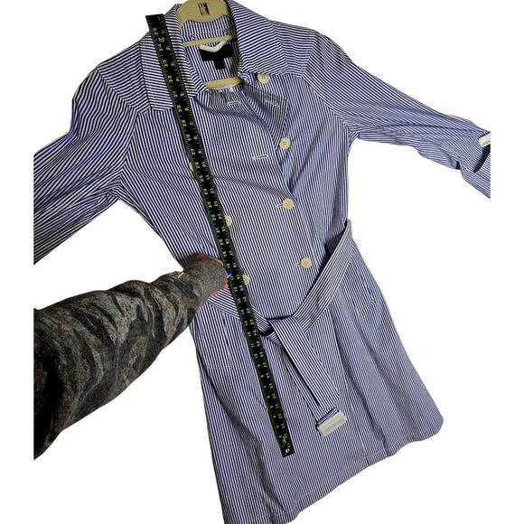 J.Crew NWT Sz4 Double Breasted Trench Coat. Cotton Blue n White Stripes. Spring‎ - Picture 7 of 15
